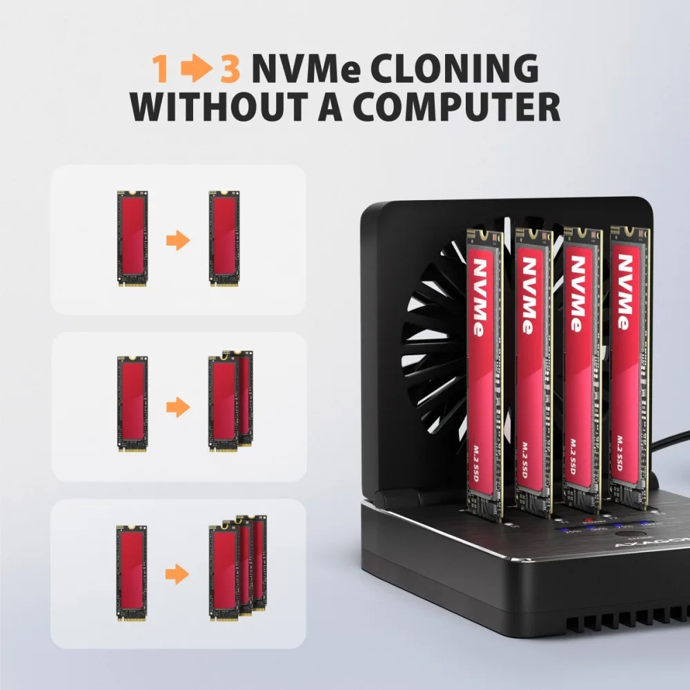 AXAGON ADSA-M2C44 USB-C 4xNVMe M.2 40Gbps cooler - Image 5