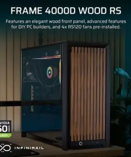 Corsair Case FRAME 4000D RS Wood Mid-Tow черен/Walnut