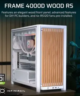 Corsair Case FRAME 4000D RS Wood Mid-Tower бял/Oak