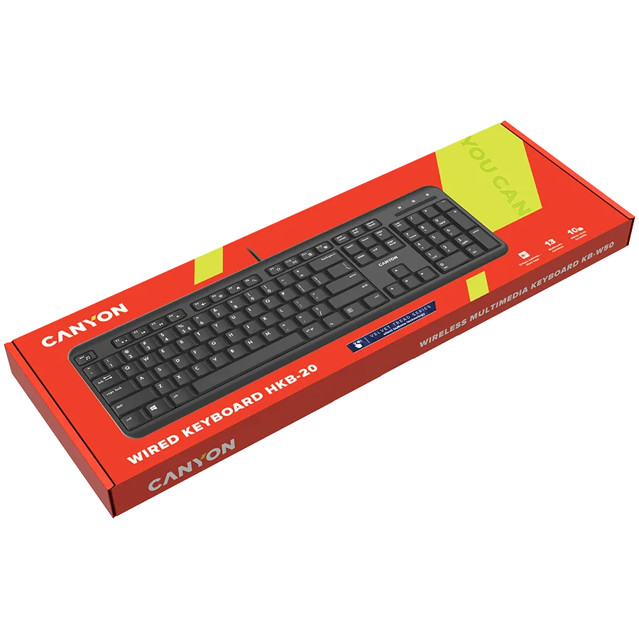 Клавиатура CANYON keyboard HKB-20 EN/BG Velvet Wired Black - Image 4