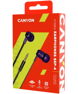 Alternative view от Слушалки CANYON headphones SEP-4 Mic Flat 1.2m Violet