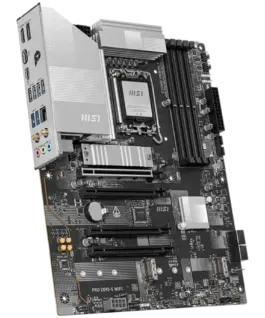Alternative view от Дънна платка MSI PRO Z890-S WIFI, LGA 1851, Dual Channel DDR5 up to 8600(OC)MHz, 4x PCIe x16 slots, 3x M.2 slot, 4xUSB 2.0, 6xUSB 5Gbps A, 1xUSB 20Gbps C,1x HDMI, 1x Type-C DP,1x DP, 2.5GbpsLAN, 7.1 Audio, 3y warranty