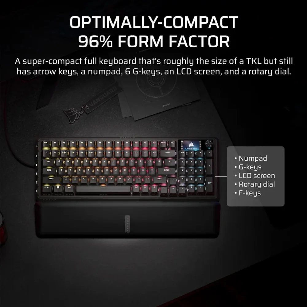 Геймърскa механична клавиатура Corsair Vanguard Pro 96 Hall Effect - Hyperdrive Magnetic Switch - Image 4