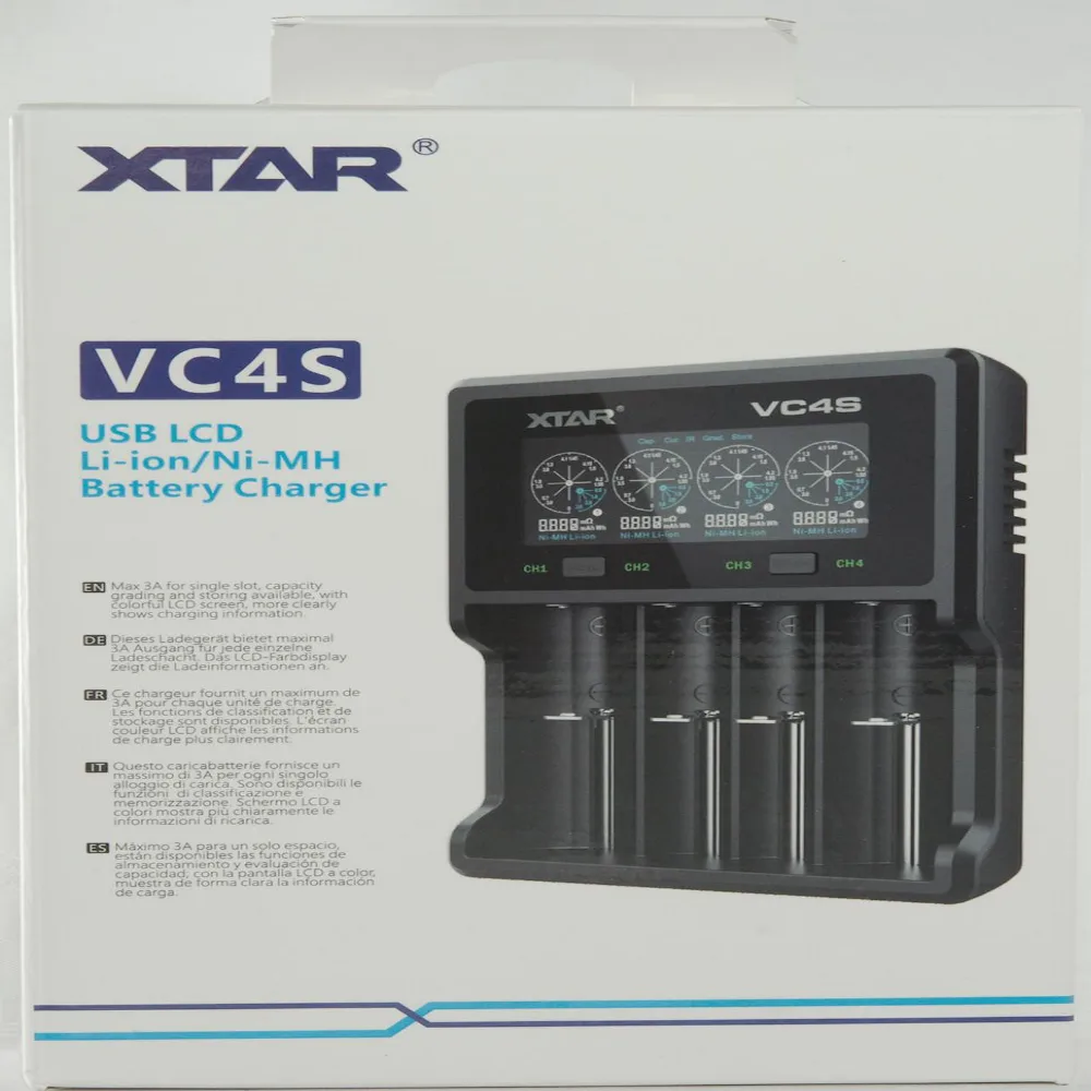 Зарядно у-во XTAR VC4SL, 4 гнезда, LCD дисплей, USB, LiIon and NIMH, 18650, CR123, AA, AAA - Image 2