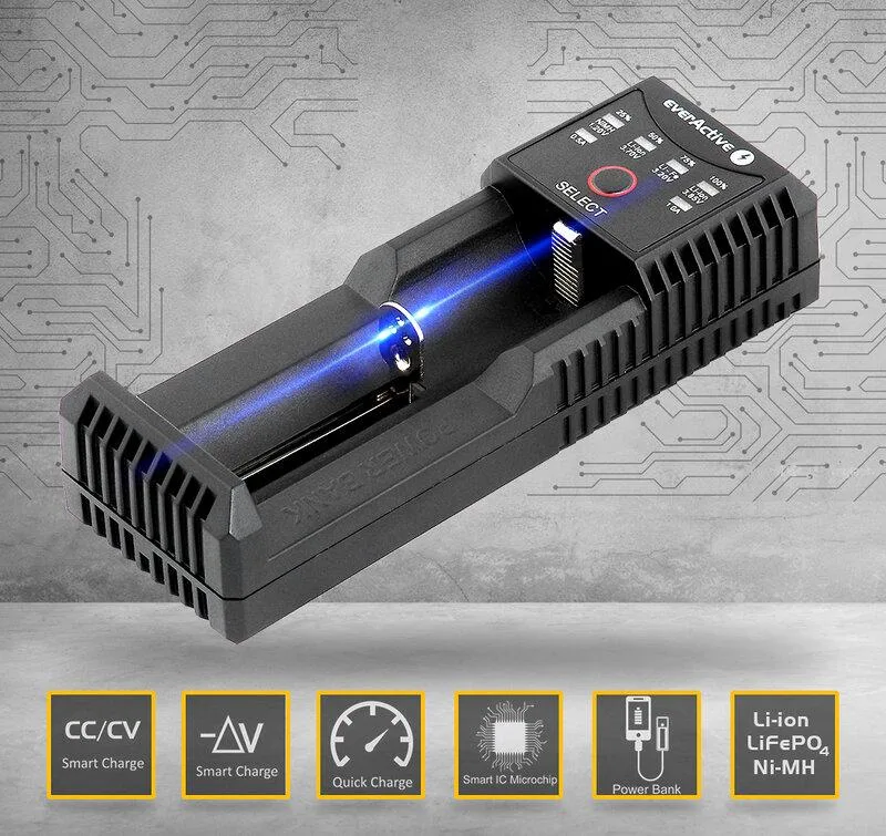 Зарядно устройство за LiIon/NiMh батерии 3,7v/1.2v универсално 1 гнездо USB micro UC-100 EverActive - Image 3