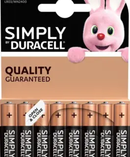 Алкална батерия LR03 AAA 8pk блистер SIMPLY MN2400 DURACELL
