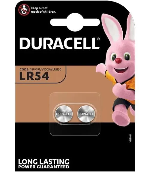 Батерия алкална DURACELL LR1130 LR54 AG10 2pk блистер 1.5V