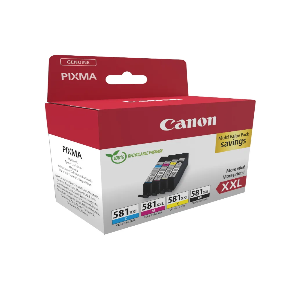 Комплект 4 глави за Canon Pixma TS8100/TS9100/TS9500 Series - Ink - EXTRA HIGH CAPACITY - CLI581XXL (CLI-581XXL) / 1998C007 - BK/C/M/Y - XXL - Multipack in Blister - PN 1998C007 - Image 2