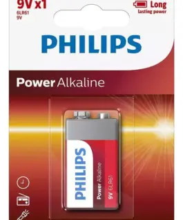 Alternative view от Алкална батерия PHILIPS Power, 6LR61P1B / 10, 6LR61, 9V, 1 брой/блистер