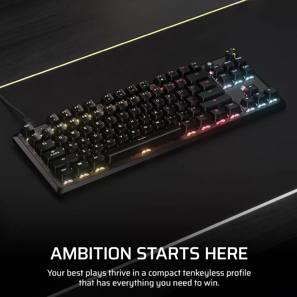 Геймърскa механична клавиатура Corsair K70 RGB MK.2 Core TKL, Corsair MLX Red суич - Image 2