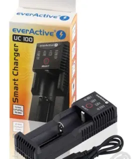 Alternative view от Зарядно устройство за LiIon/NiMh батерии 3,7v/1.2v универсално 1 гнездо USB micro UC-100 EverActive