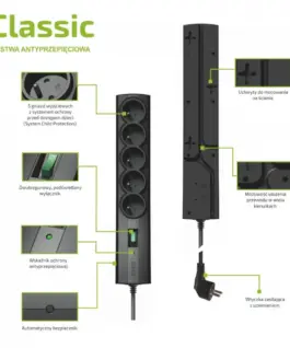 Alternative view of EVER Surge protector CLASSIC 5m T/LZ09-CLA050/0000