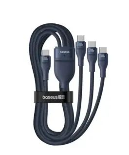 Alternative view от Кабел Baseus Flash Series Type-C към 3x USB-C, 100W, 1.5м P10377503321-00 - син