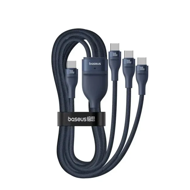 Кабел Baseus Flash Series Type-C към 3x USB-C, 100W, 1.5м P10377503321-00 - син - Image 2