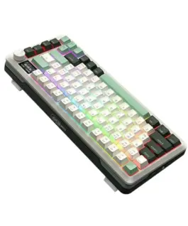 Bluetooth и безжична механична геймърска клавиатура Redragon Flekact Pro K708WLG-RGB-PRO с RGB осветление - бяло със зелено - Image 3