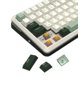 Bluetooth и безжична механична геймърска клавиатура Redragon Flekact Pro K708WLG-RGB-PRO с RGB осветление - бяло със зелено - Image 6