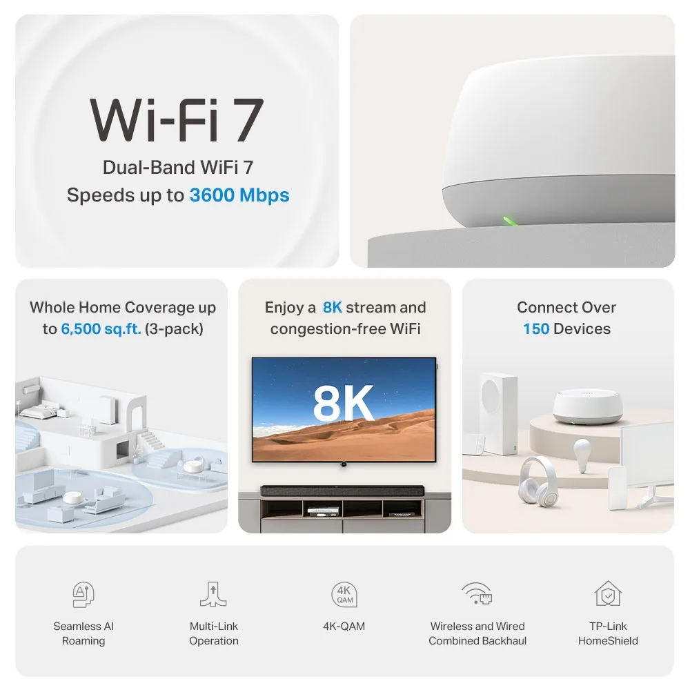 Безжична Wi-fi 7 Mesh система TP-Link Deco BE22(1-pack) BE3600 - Image 3