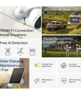 Alternative view от Комплект охранителна камера Pan/Tilt Wi-Fi/4G LTE и соларен панел TP-Link Tapo C665G KIT