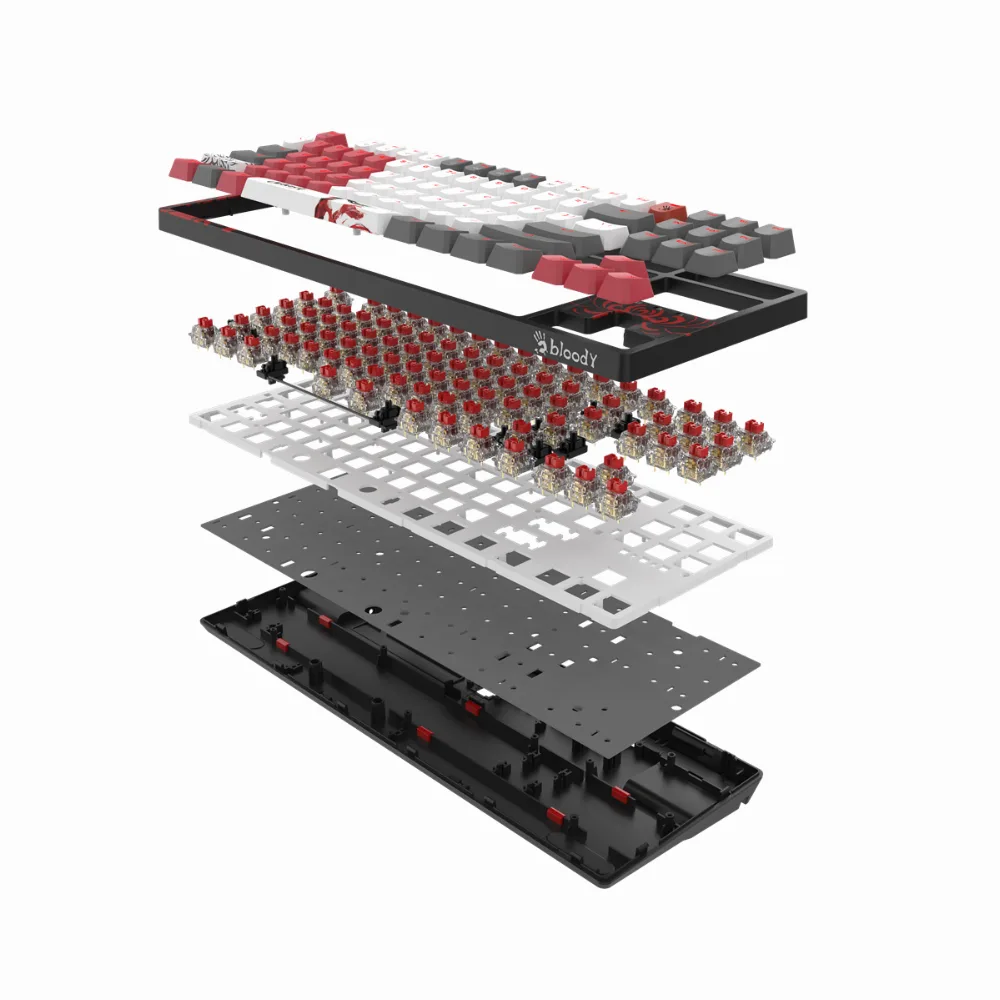 А4tech Геймърска механична клавиатура Bloody Naraka S87 TKL Backlit Red Switch , USB - Image 3