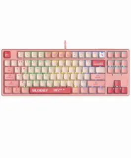А4tech Геймърска механична клавиатура Bloody Energy Pink S87 BLMS TKL RGB Backlit red switch