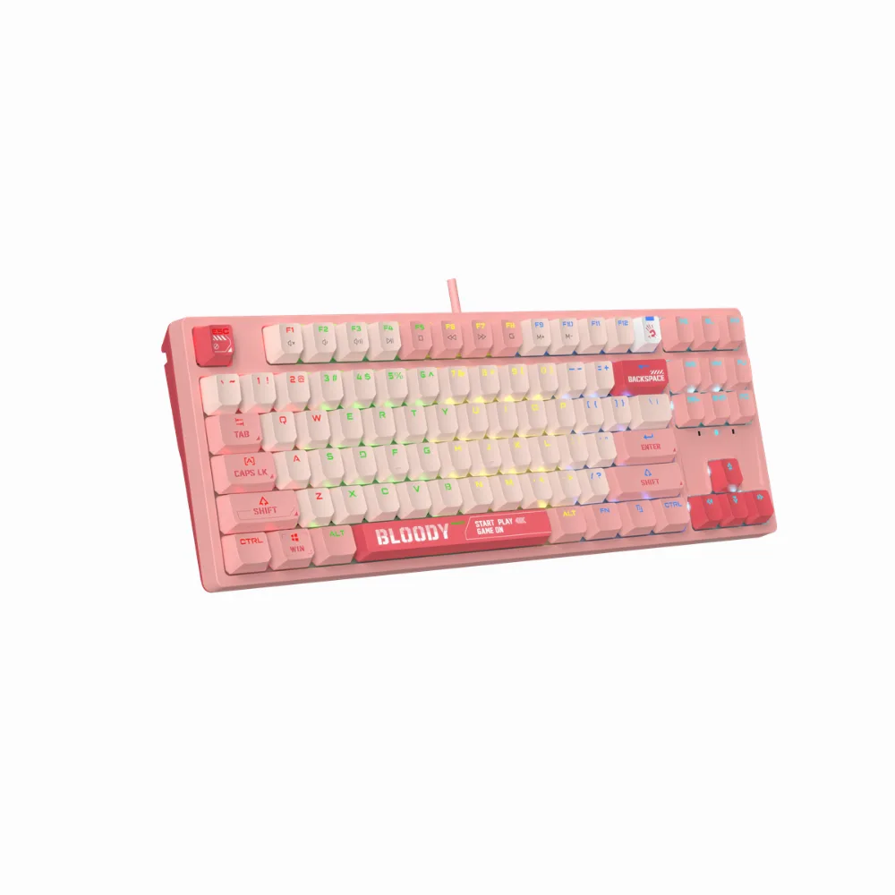 А4tech Геймърска механична клавиатура Bloody Energy Pink S87 BLMS TKL RGB Backlit red switch , USB - Image 2