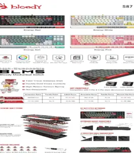 А4tech Геймърска механична клавиатура Bloody Energy Pink S87 BLMS TKL RGB Backlit red switch , USB - Image 4