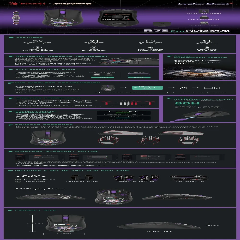 A4tech Bloody R73 Pro Cypher Ghost Геймърска безжична оптична мишка - Image 4