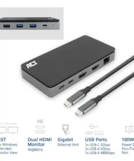 Alternative view of ACT Докинг станция USB-C, 4K, 2 x HDMI, Ethernet, USB-C, 3x USB-A