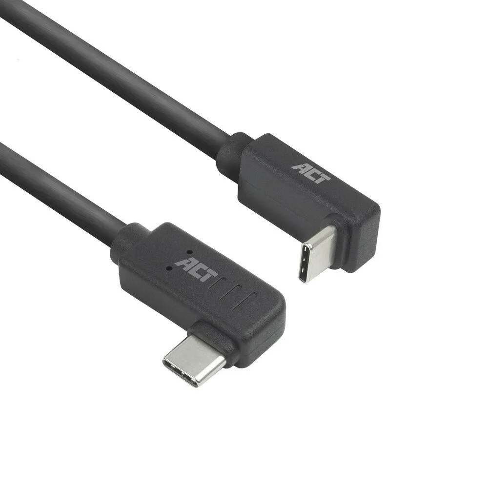 ACT Кабел USB-C - USB-C 10Gbps 60W 1 m конектори 90° left/right up/down angled