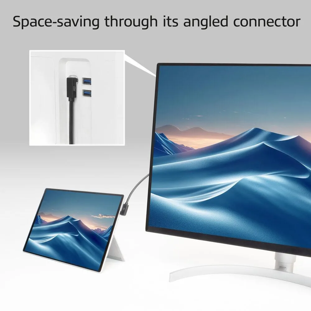 ACT Кабел USB-C - USB-C, 10Gbps, 60W, 1 m, конектори 90° left/right, up/down angled - Image 4