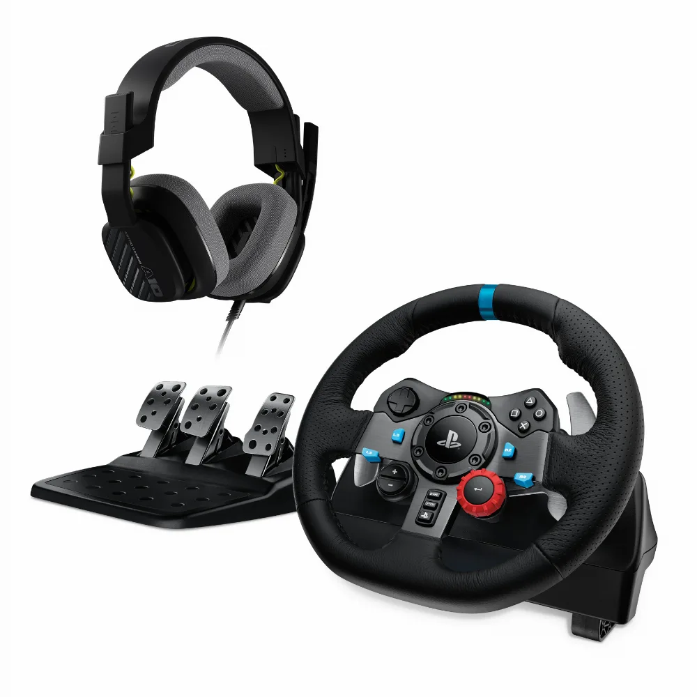 Волан Logitech Driving Force G29 PS3/PS4/PS5/PC в комплект с геймърски слушалки Astro A10 - Image 2