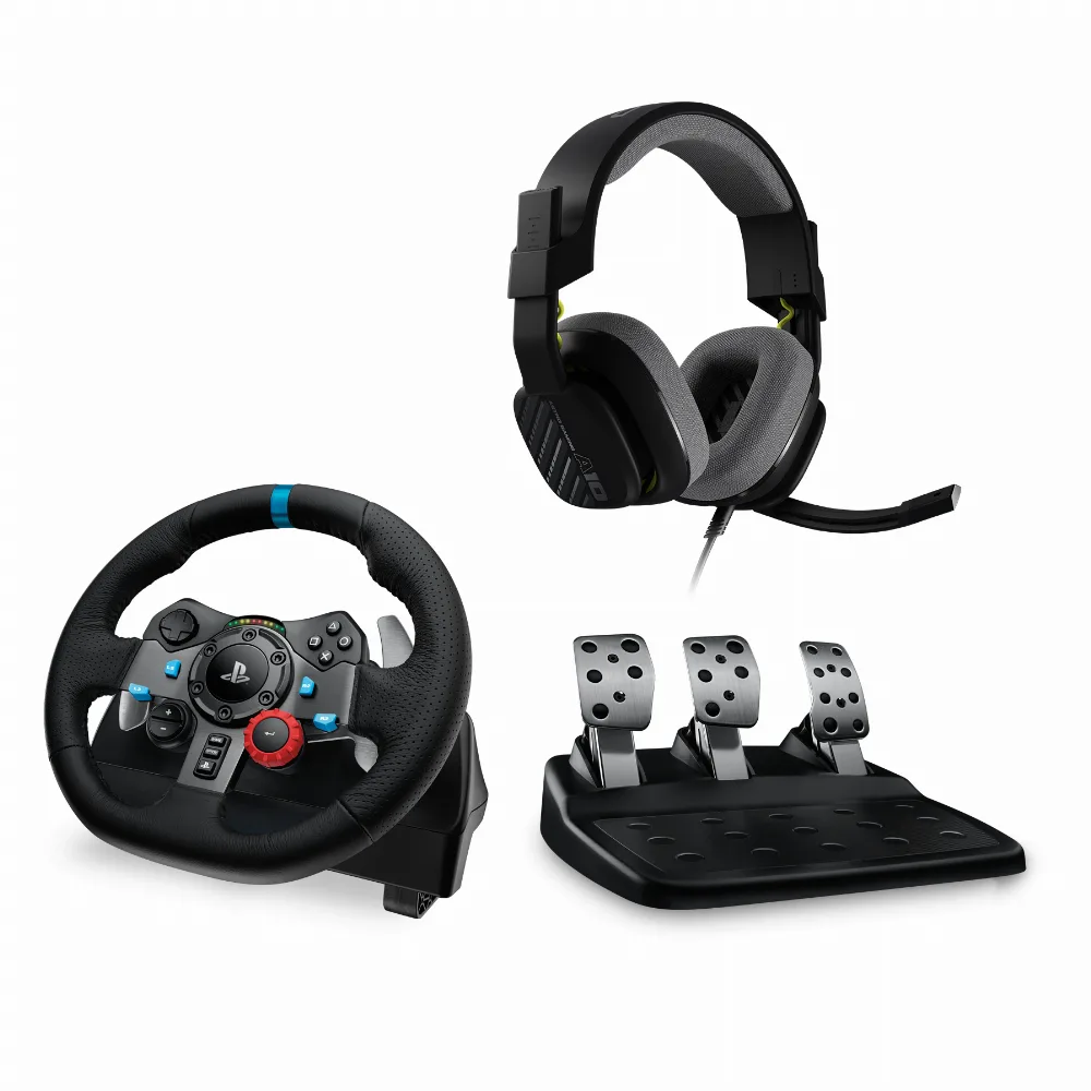 Волан Logitech Driving Force G29 PS3/PS4/PS5/PC в комплект с геймърски слушалки Astro