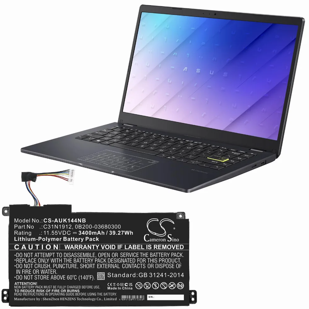Батерия за лаптоп ASUS VivoBook 14 E410MA-EK007TS, E510MA-BR058T, C31N1912 LiPo 11.55V 3400 mAh CAMERON SINO - Image 4