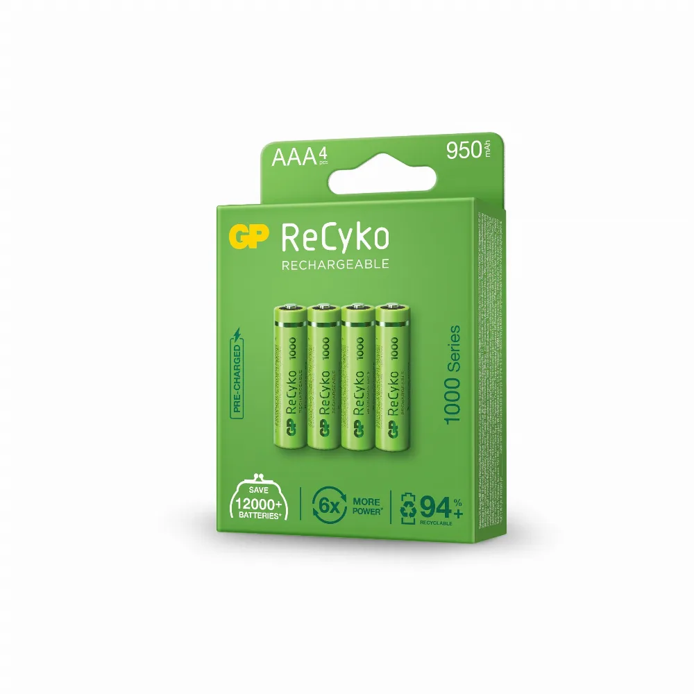 Акумулаторна Батерия GP R03 AAA 1000mAh NiMH 100AAAHCE-EB4 4 бр. в опаковка GP - Image 2