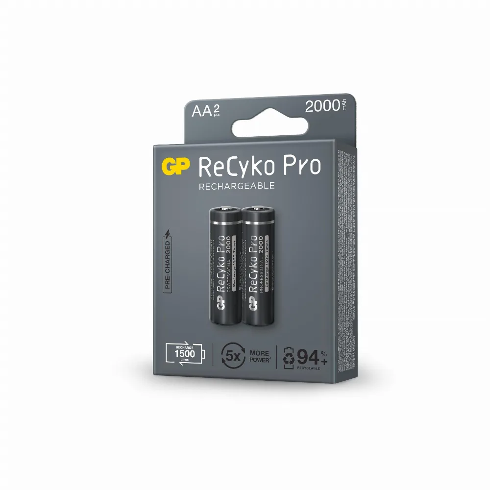 Акумулаторна Батерия GP R6 AA 2000mAh RECYKO + PRO 210AAHCB-EB2 NiMH /до 1500 цикъла/ 2 бр. в опаковка GP - Image 2