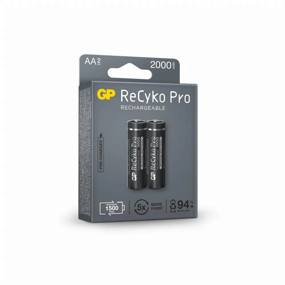 Акумулаторна Батерия GP R6 AA 2000mAh RECYKO + PRO 210AAHCB-EB2 NiMH /до 1500 цикъла/ 2 бр. в опаковка GP - Image 3