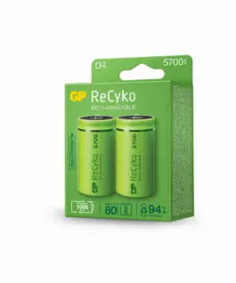 Alternative view от Акумулаторна Батерия GP R20 D 5700mAh NiMH Recyko 2 бр. в опаковка GP
