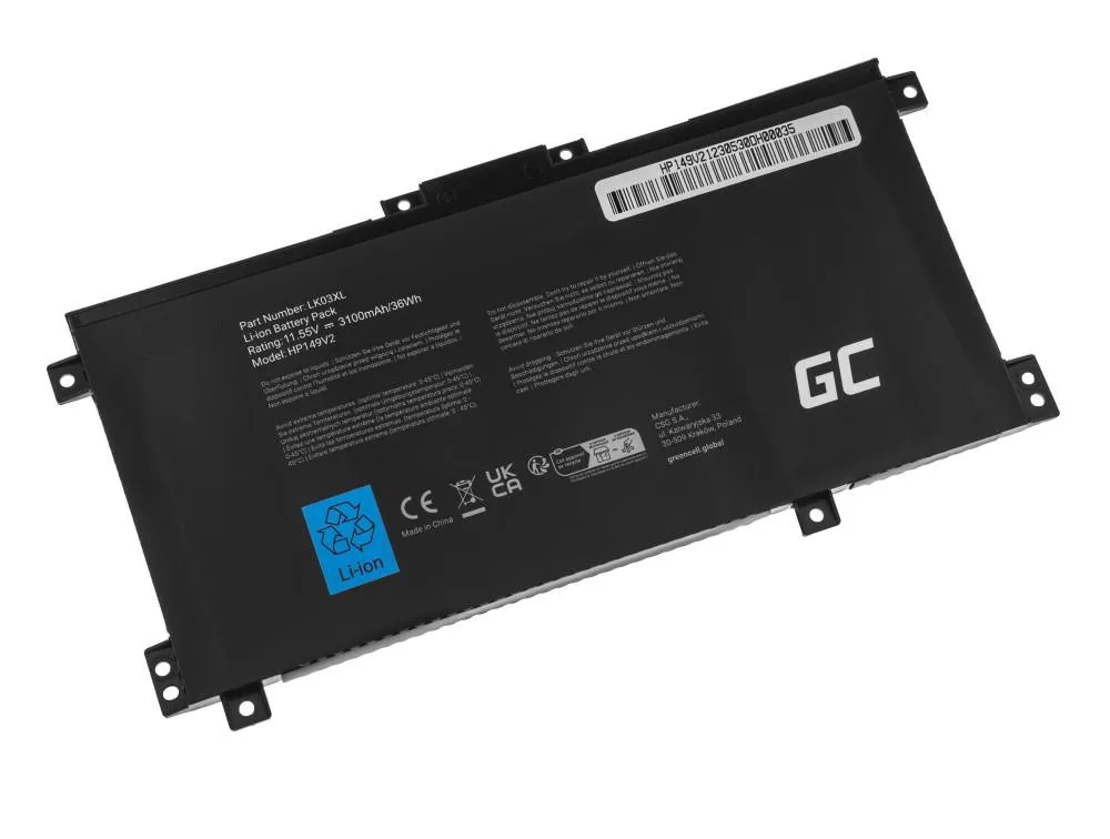 Батерия за лаптоп GREEN CELL, HP Envy x360 15-BP 15-BP000 15-BP100 15-CN 17-AE 17-BW LK03XL 11,55V 3100mAh - Image 2