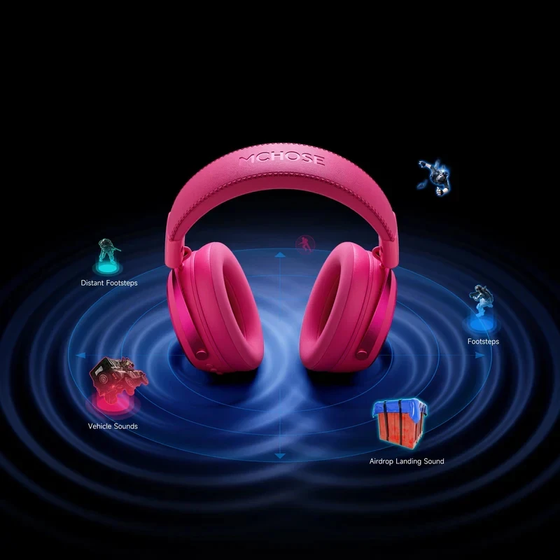 MCHOSE безжични геймърски слушалки Wireless Gaming Headphones - X9 Black - Bluetooth , 2.4G - Image 4