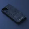 Njord Magsafe калъф кожа от сьомга за iPhone 14 Plus Петролено син