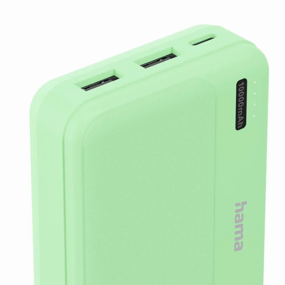 HAMA Външна батерия "Pocket 10", 10000 mAh, Изходи: 2x USB-A, зелена - Image 4