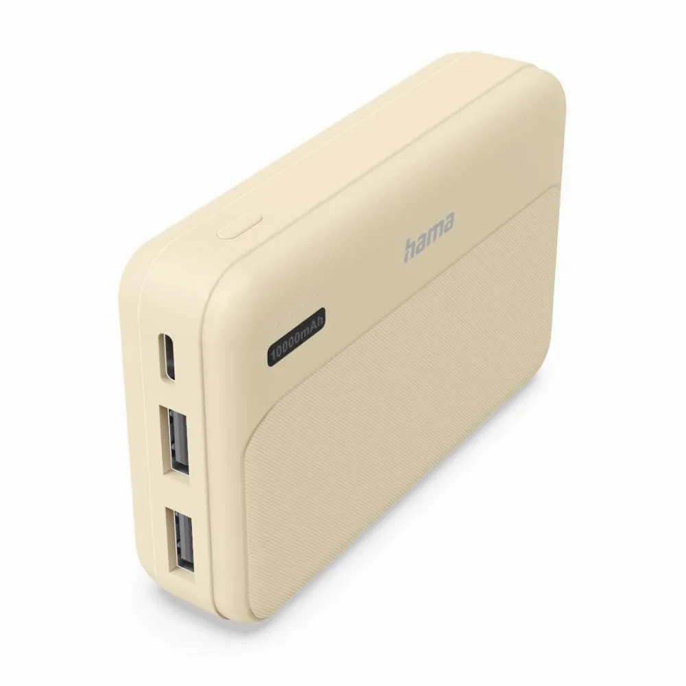 HAMA Външна батерия "Pocket 10" 10000 mAh Изходи: 2x USB-A бежов