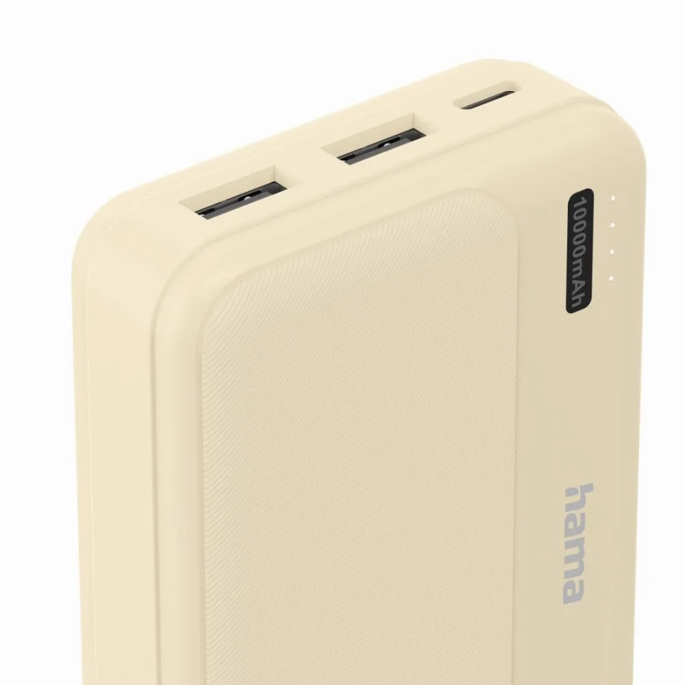 HAMA Външна батерия "Pocket 10", 10000 mAh, Изходи: 2x USB-A, бежов - Image 4