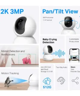 Охранителна WiFi камера TP-Link Tapo C210P2, 360°, Pan/Tilt - 2 Броя - Image 3