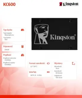 Kingston SSD KC600 SERIES 256GB SATA3 2.5 550/500 MB/s