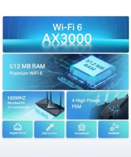 2-лентов Gigabit Wi-Fi 6 рутер TP-Link Archer AX55 AX3000 - Image 3