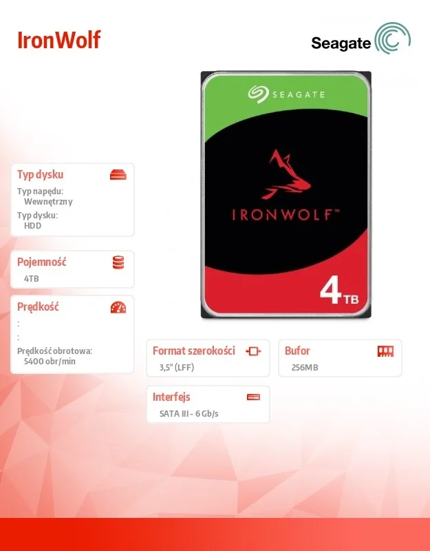 Seagate Drive IronWolf 4TB 3,5 inches 256MB ST4000VN006 - Image 4