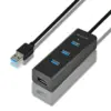 AXAGON Charging Hub HUE-S2BL 4x USB 3.2 Gen 1 1.2m кабел MicroUSB Charging