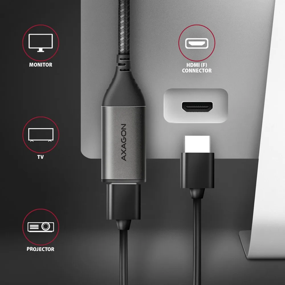 AXAGON AXAGON RVC-HI2M, USB-C to HDMI 2.0 адаптер 4K - Image 4