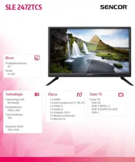 Alternative view от Sencor TV 24 inch SLE 2472TCS HD READY,DVB-T/T2/C/S2